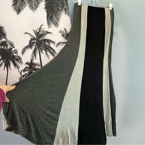 Long Stripe Flared Maxi Skirt